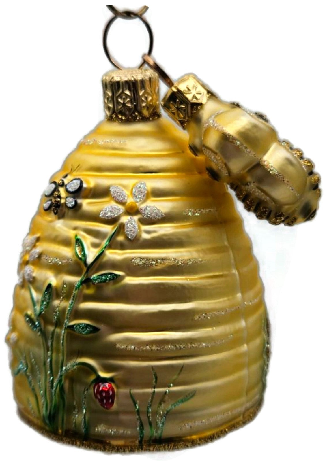 Patricia Breen Miniature Beeskep With Bee 2 Part Floral Spring Ornament 21488