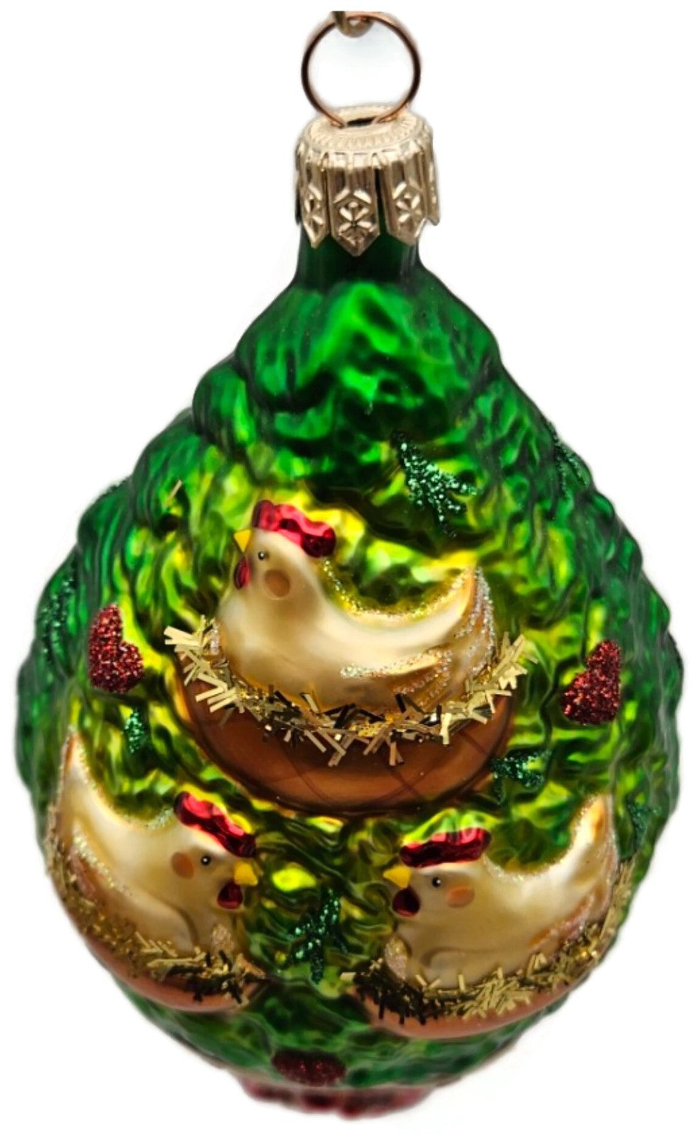 Patricia Breen Three French Hens Glittered Trunk Christmas Tree Ornament 20428