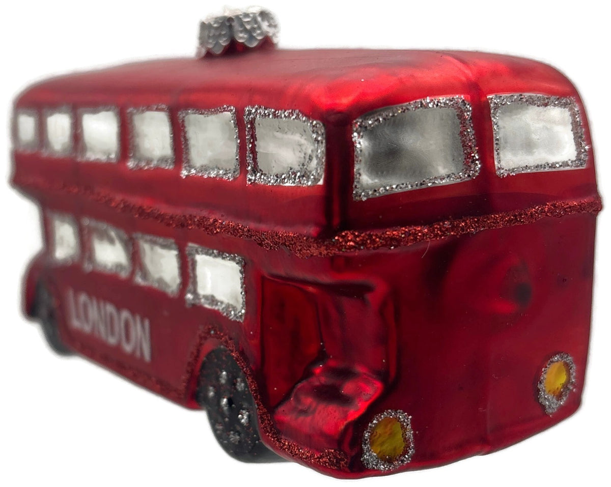 St Nicholas Square London Double Decker Bus Red Glass Christmas Ornament2