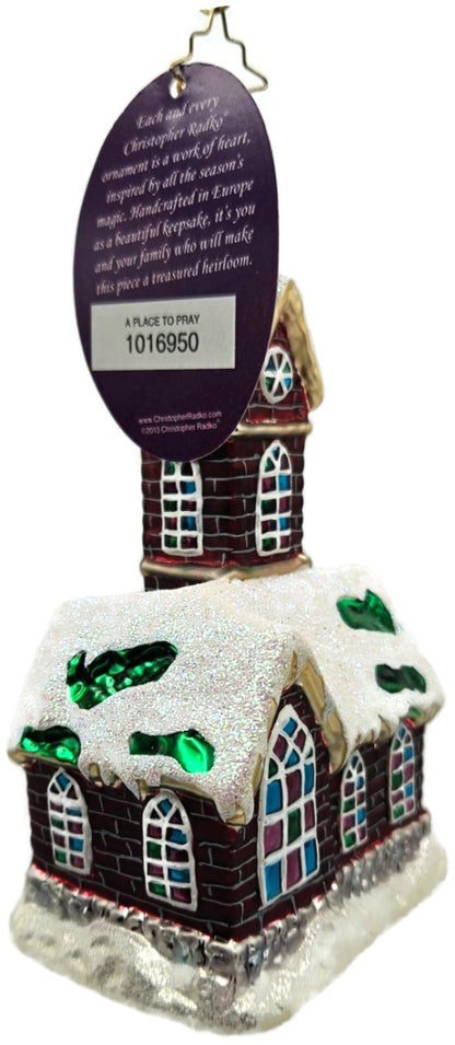 Christopher Radko A Place To Pray Church Glass Christmas Tree Ornament 10169505