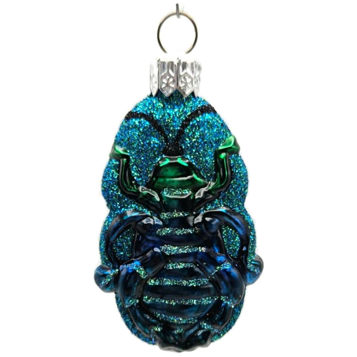 Patricia Breen Bugs Turquoise Beetle Blue Glitter Glass Christmas Ornament 32115