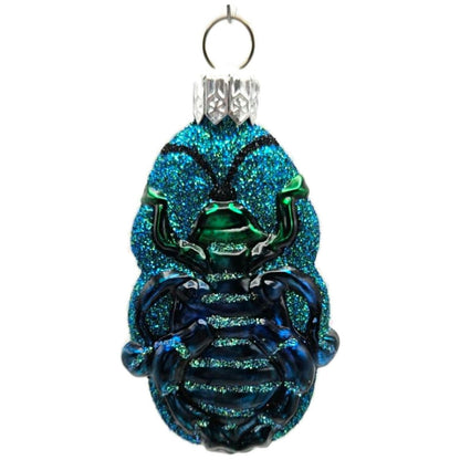 Patricia Breen Bugs Turquoise Beetle Blue Glitter Glass Christmas Ornament 32115