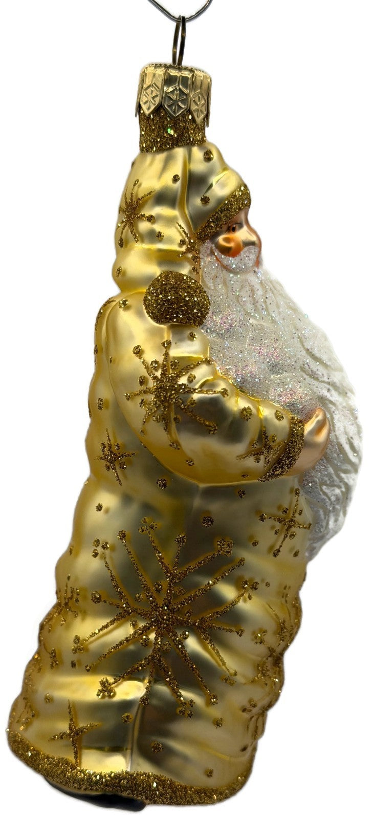 Patricia Breen Snowball Santa Gold Snowflakes Glass Christmas Tree Ornament 22565