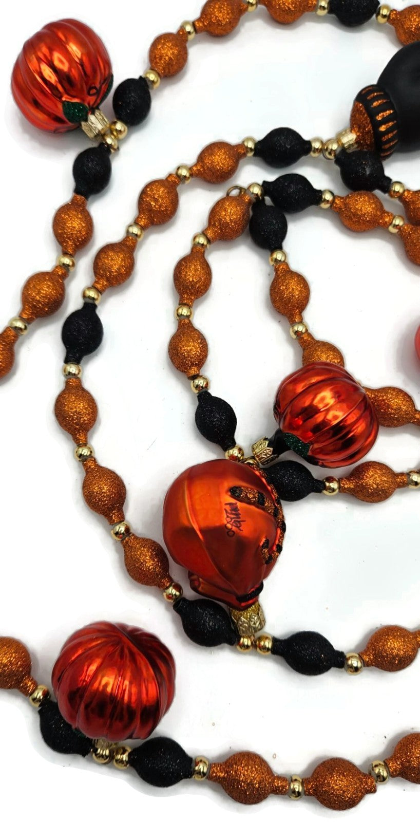 Patricia Breen Halloween Garland Pumpkins Mittens Glitter Glass OOAK  2000CO9