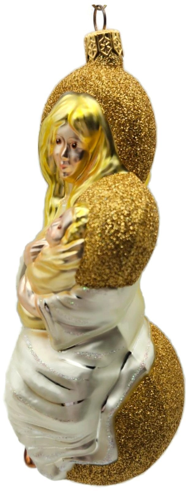 Patricia Breen Seated Madonna Gold Baby Jesus Glass Christmas Tree Ornament 99348