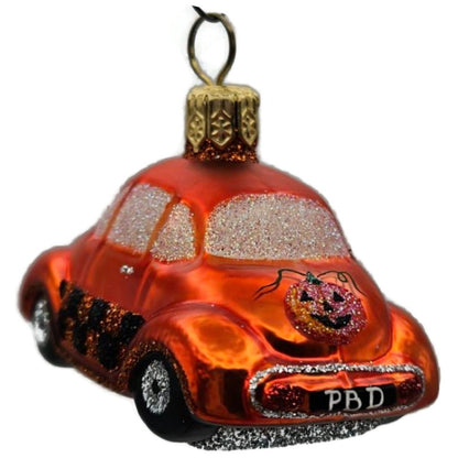 Patricia Breen Miniature Taxi Orange Car Pumpkin Glass Halloween Ornament 23735