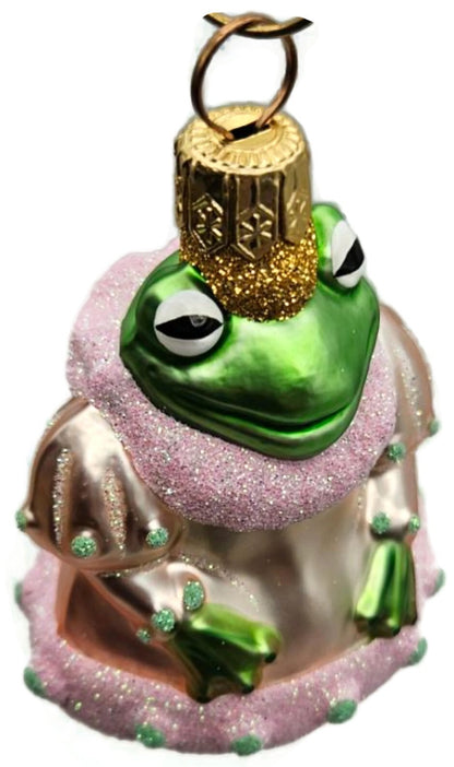 Patricia Breen Frog Princess Miniature Pink Green Dots Christmas Ornament 98138