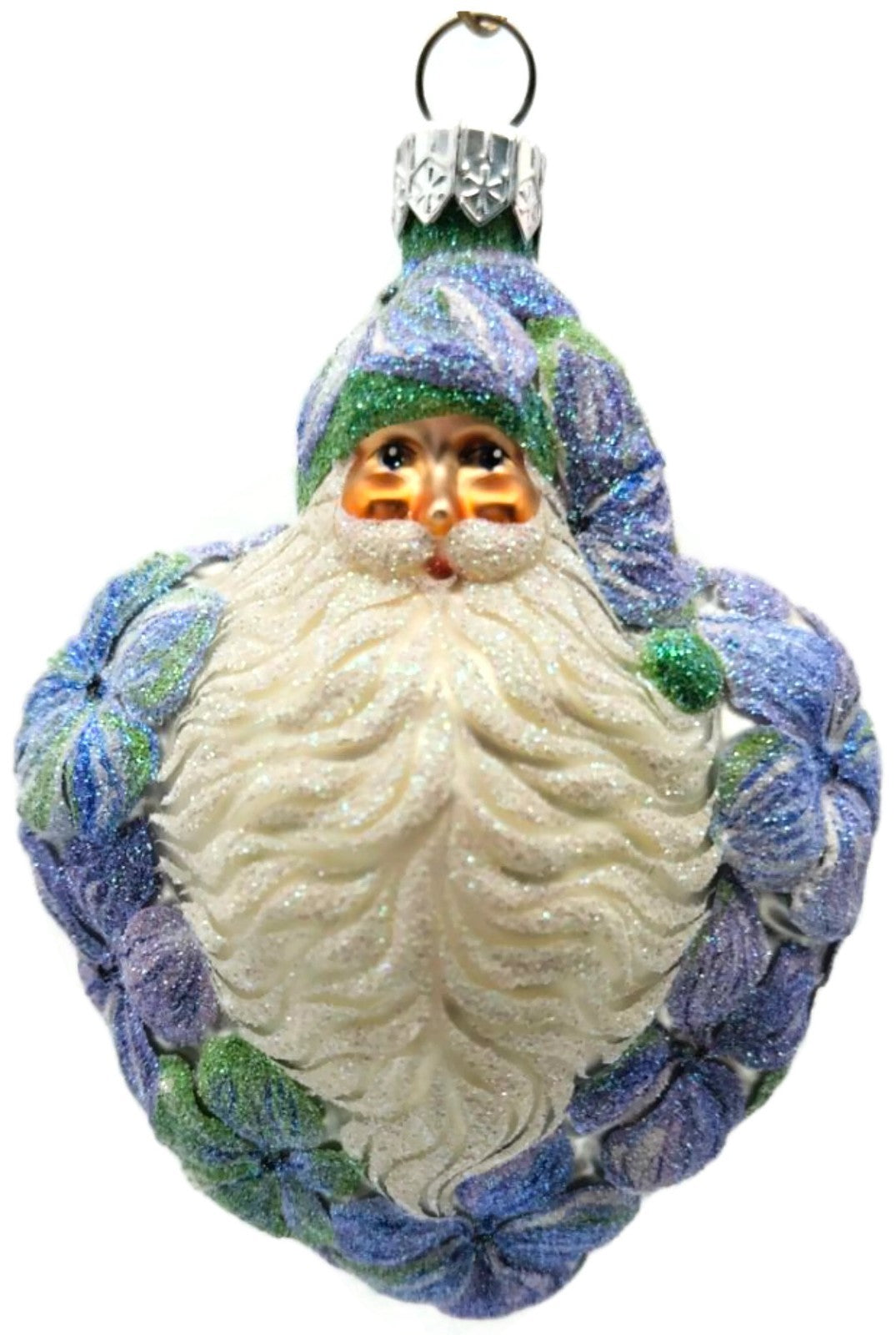 Patricia Breen Heart for Henry Blue Purple Flower Santa Spring Ornament 24150