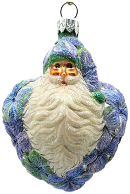 Patricia Breen Heart for Henry Blue Purple Flower Santa Spring Ornament 24150