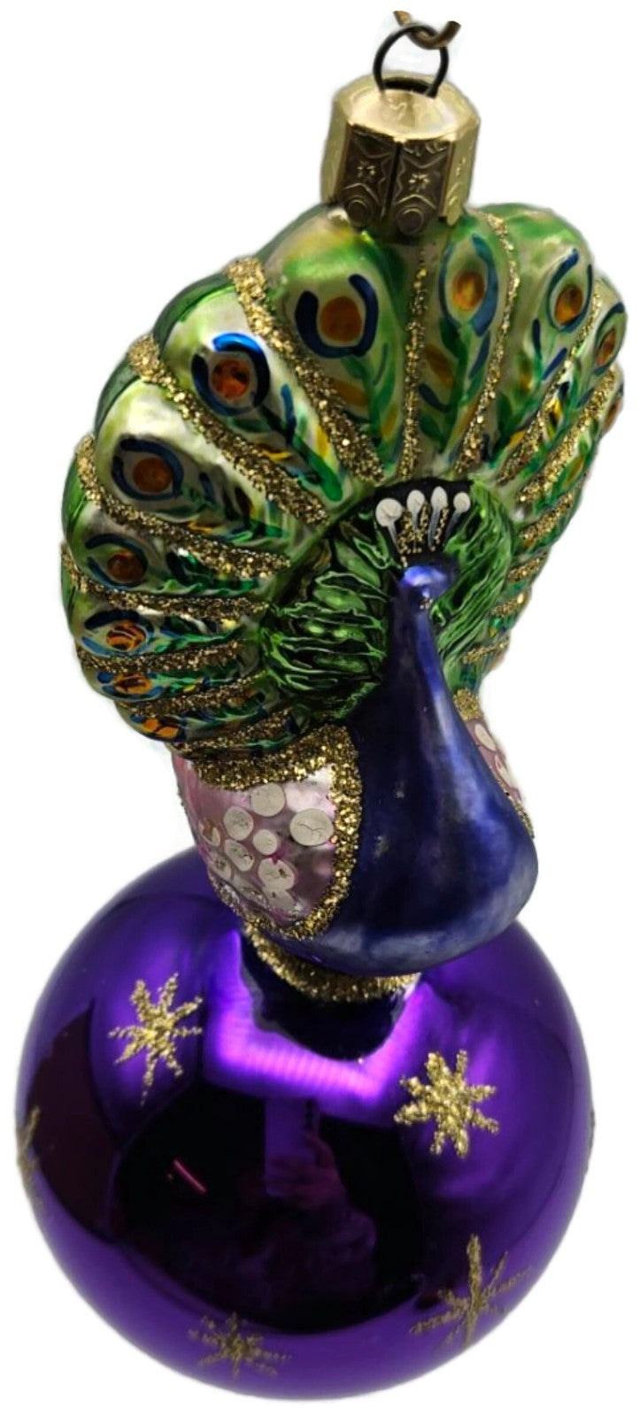 Christopher Radko Celestial Peacock Purple Ball Star Christmas Ornament 90-076-21