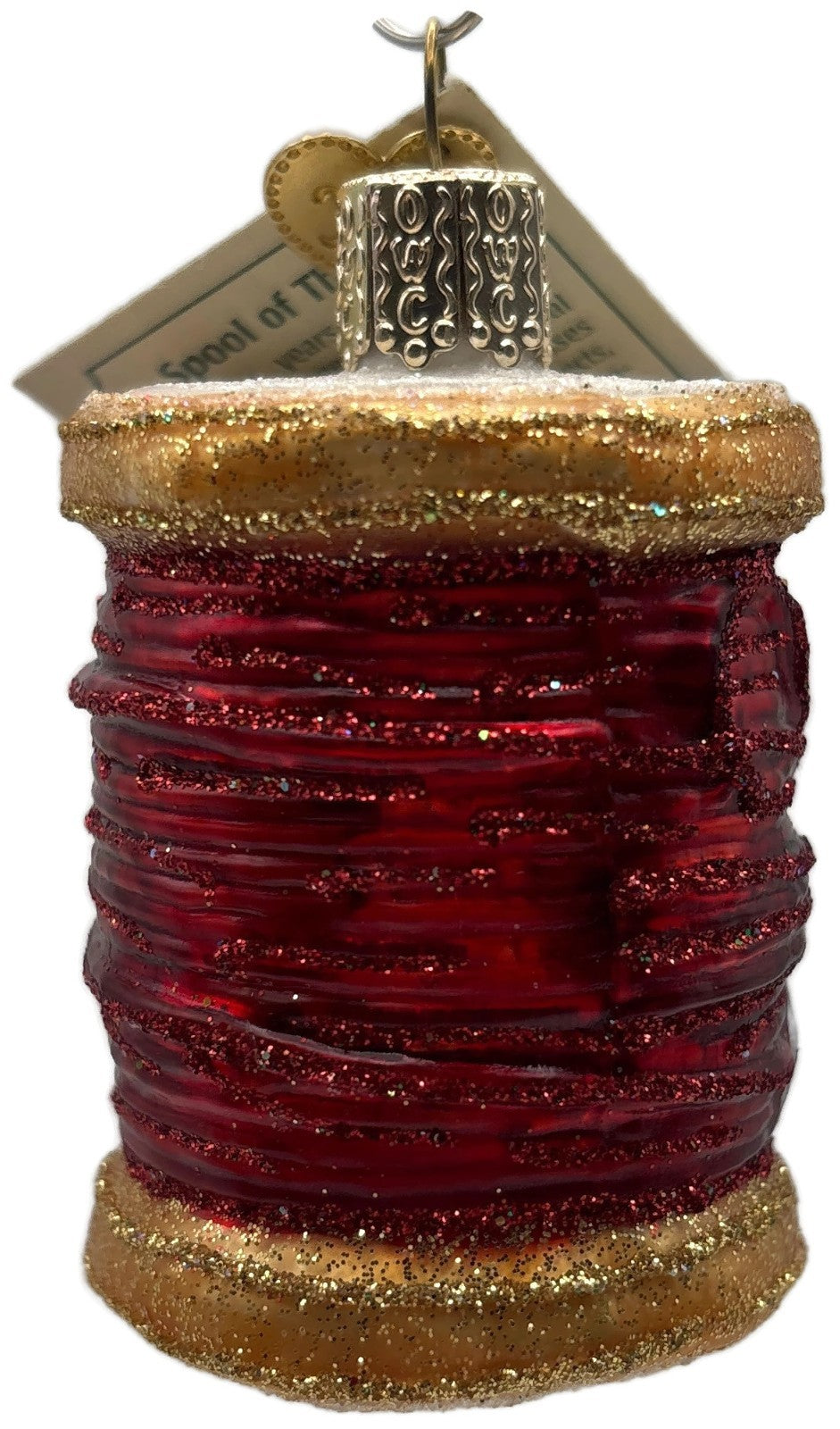 Old World Christmas Spool of Thread Sewing Needle Quilter Merck Red OWC Ornament5
