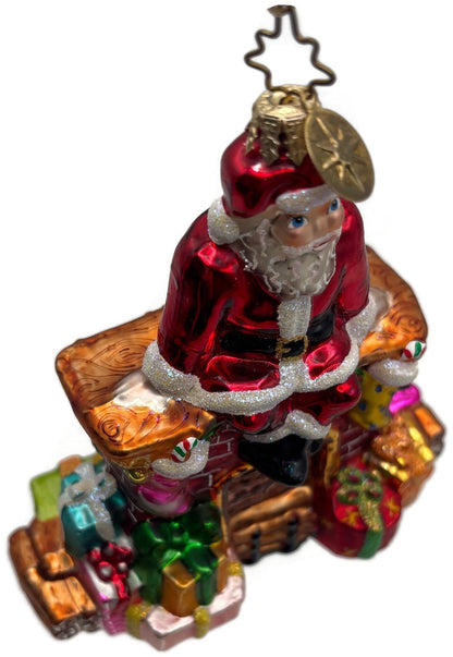 Christopher Radko Santa Pause Gifts Fireplace Glass Christmas Ornament 10101738