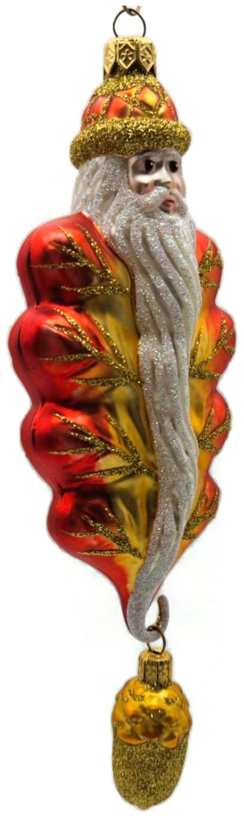 Patricia Breen Oak Leaf Santa Orange Matte Fall 2 Part Christmas Ornament 97328