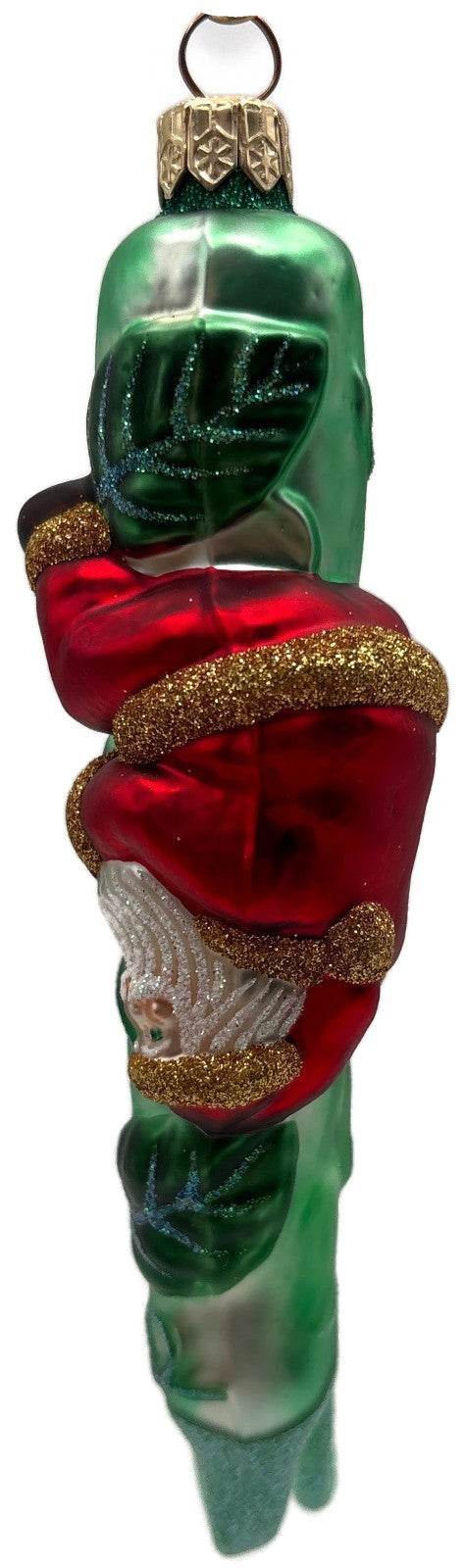 Patricia Breen Santa and the Beanstalk Red Green Matte Christmas Ornament 99283