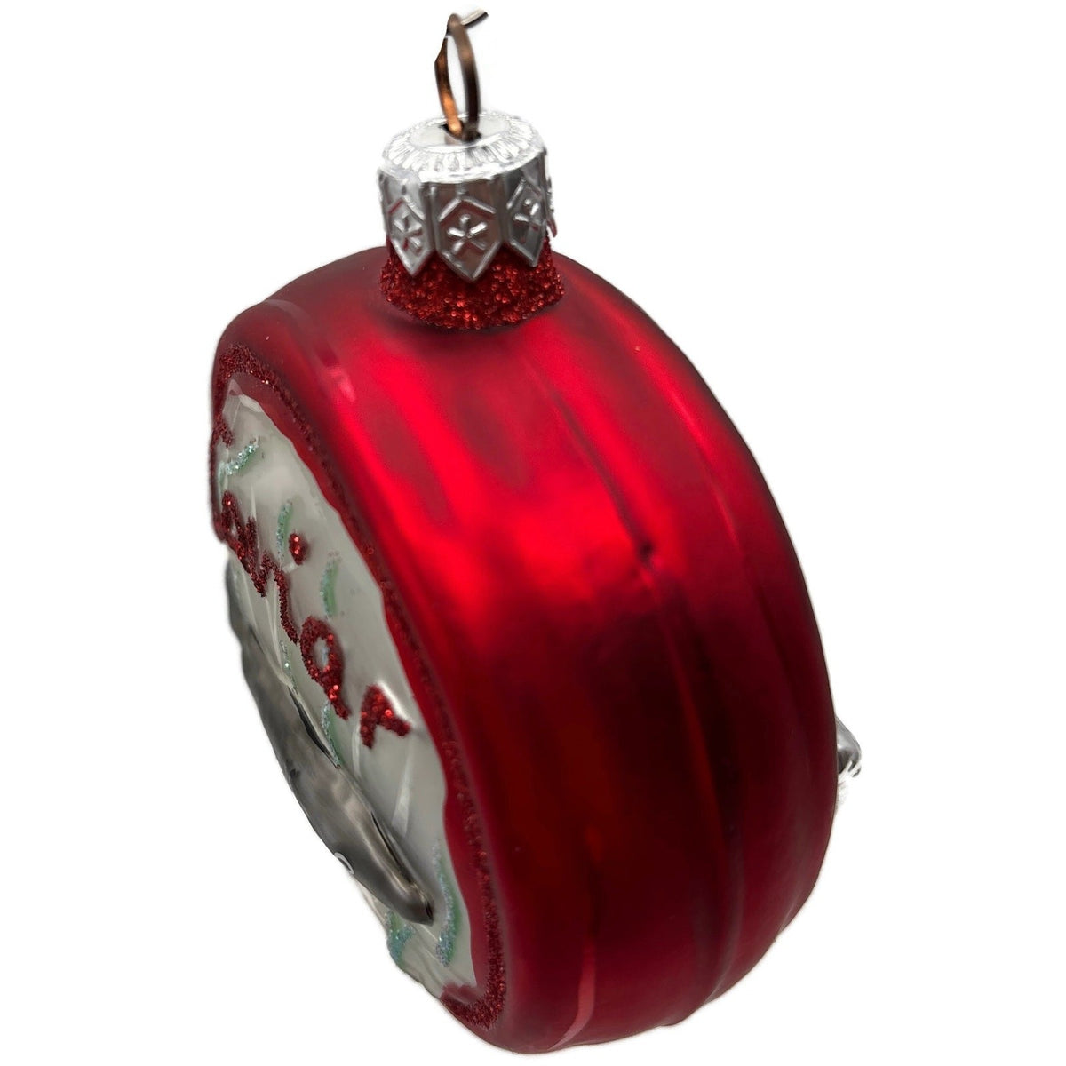 Patricia Breen Caviar Tin Red Round Glitter Fish Eggs Christmas Ornament 96066