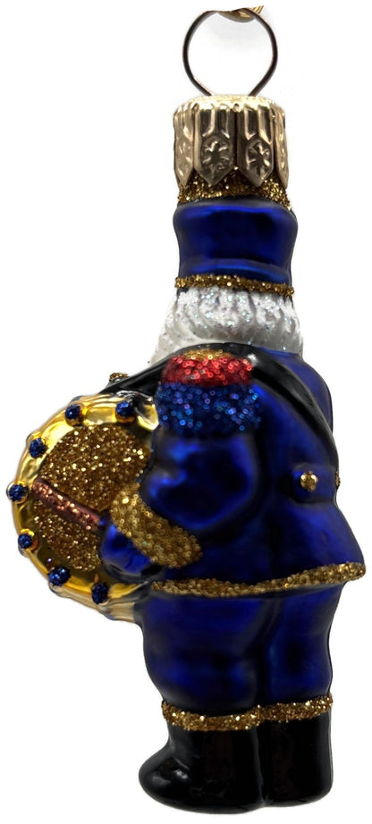 Patricia Breen Drummer Santa Claus Blue Gold Musical Christmas Ornament 21454