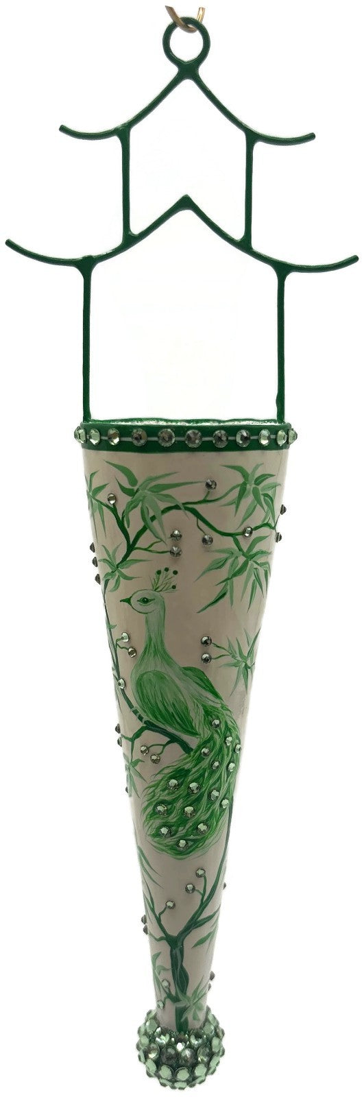 Patricia Breen Pagoda Cornucopia Peacock Chinoiserie Christmas Ornament 33540