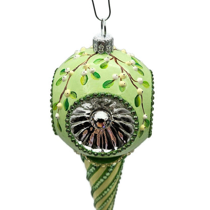 Patricia Breen Towle Reflector Mistletoe Green Striped Christmas Ornament 31355
