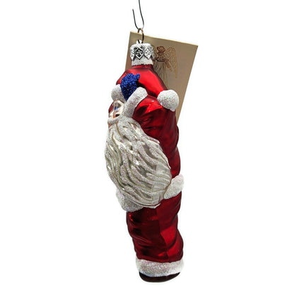 Patricia Breen Hold Onto Your Hat Red Santa Claus Glass Christmas Ornament 97214