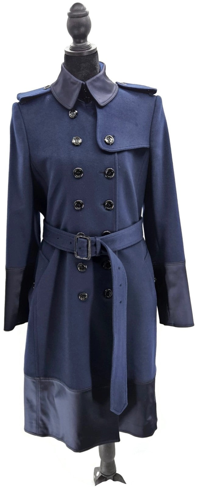 Burberry London Double Breasted Wool Cashmere Belted Trench Coat Womens Sz 8 US1