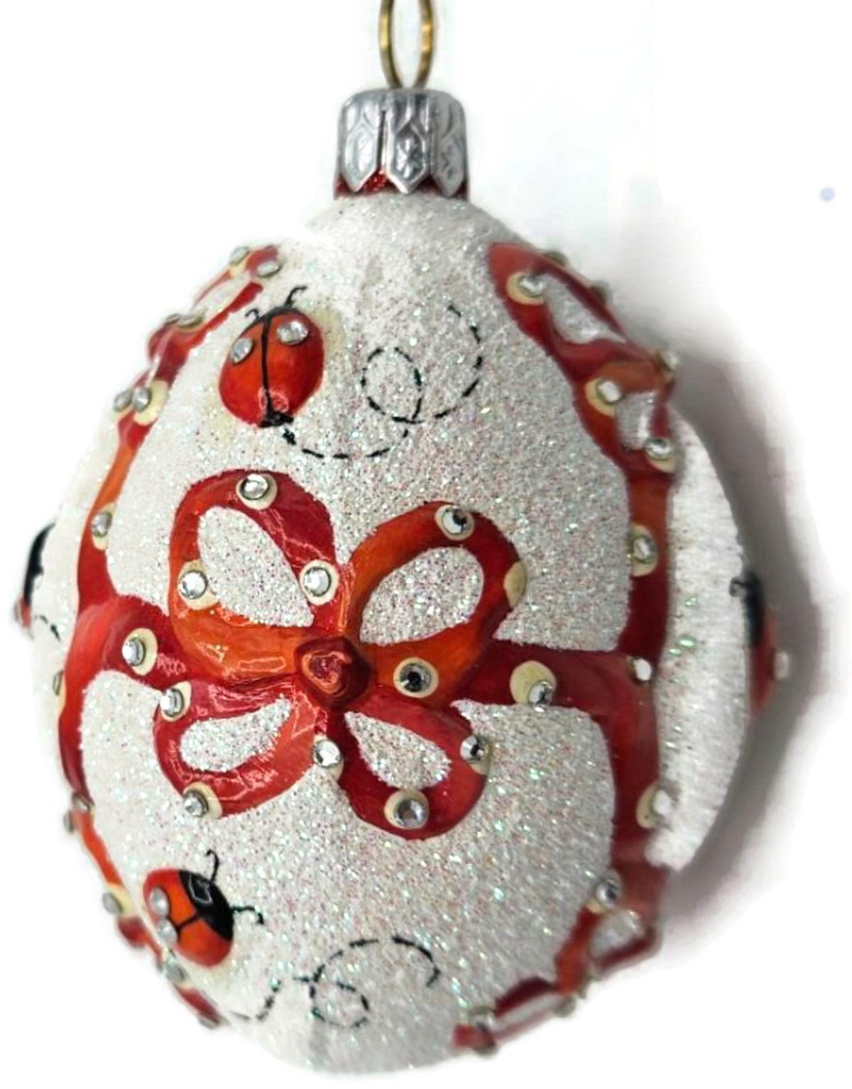 Patricia Breen Beribboned Egg Ladybugs Red White Easter Christmas Ornament 290210