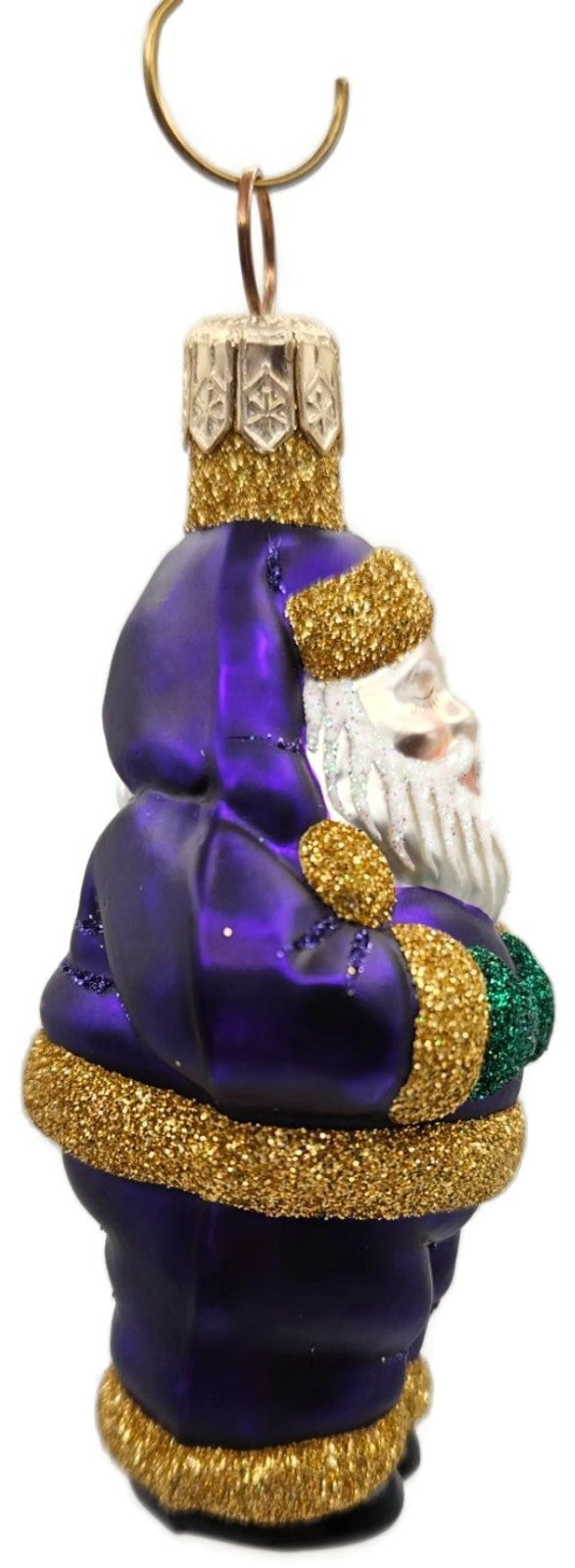 Patricia Breen Miniature HO HO HO Purple Santa Christmas Tree Ornament 99451