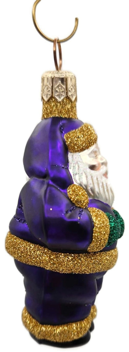 Patricia Breen Miniature HO HO HO Purple Santa Christmas Tree Ornament 99451