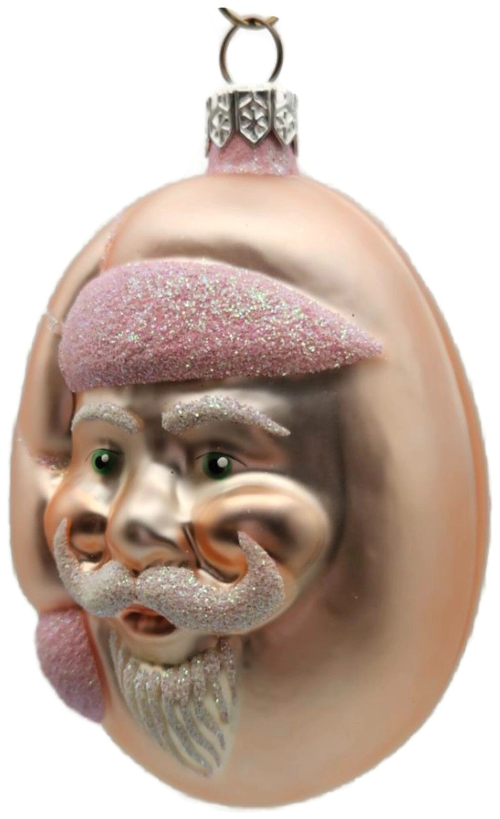 Patricia Breen Jelly Bean Santa Claus Head Pink Matte Christmas Ornament 99161