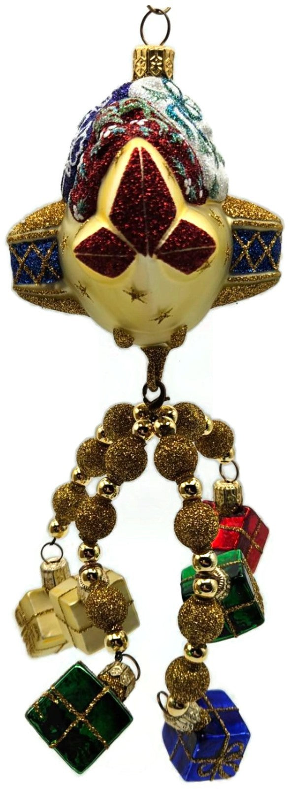 Patricia Breen Santa du Ciel Plane Gifts Gold 2 Part Christmas Ornament 2100NM6