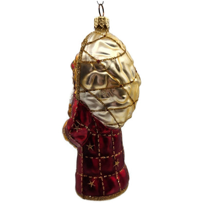 Patricia Breen Roosevelt Santa Red Glittered Stars Bear Christmas Ornament 21266