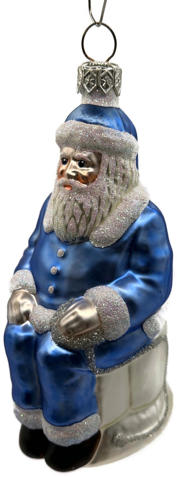 Patricia Breen Cyberspace Santa Sitting On Monitor Glass Christmas Ornament 97112