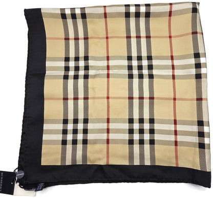 Burberry London Scarf Classic Check  Square Camel Beige New 100% Silk 34 X 346