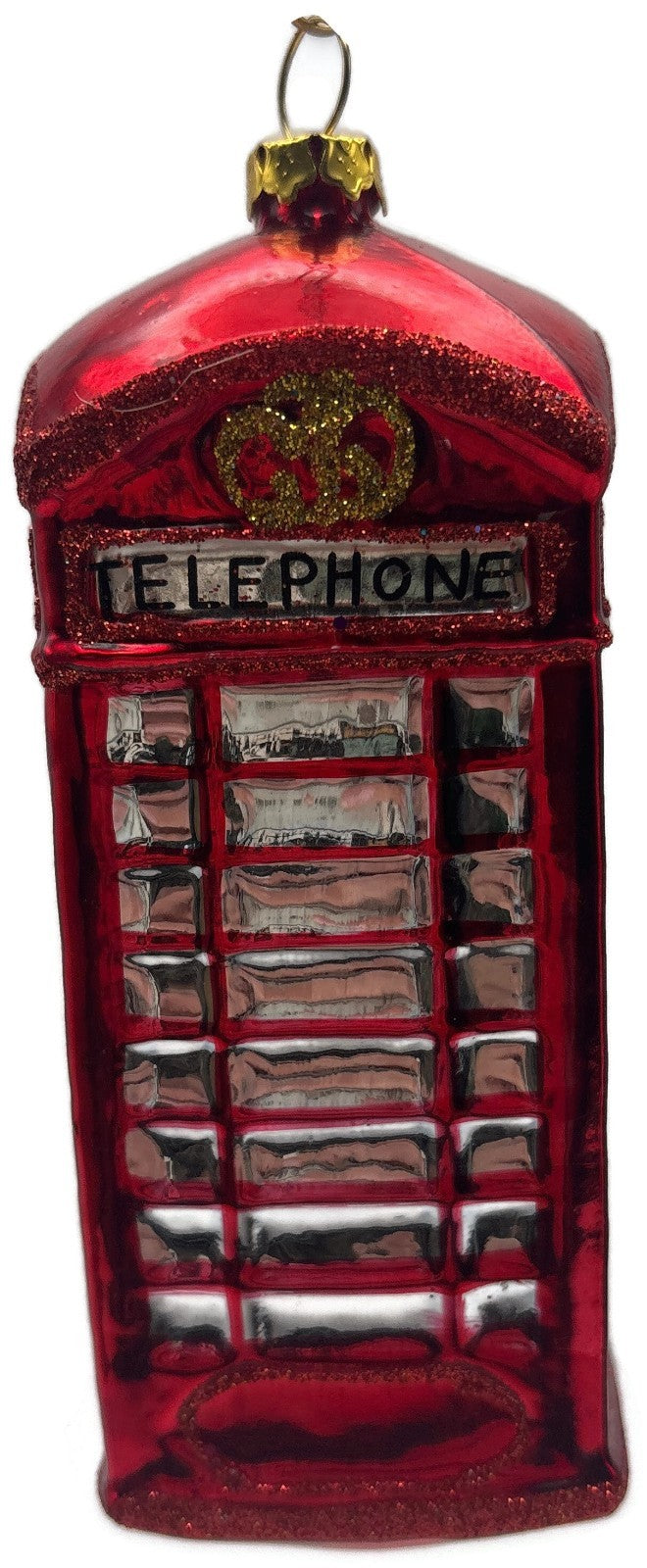 Christopher Radko London Calling Red Telephone Booth Glass Christmas Ornament3