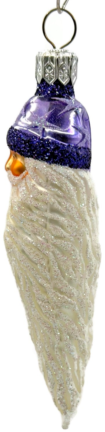 Patricia Breen Stocking Cap Santa Head Purple Stars Christmas Tree Ornament 23542