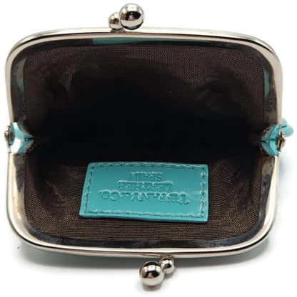 TIFFANY & CO Tiffany Blue Patent Leather Kiss Lock Coin Purse Wallet Pouch Box3