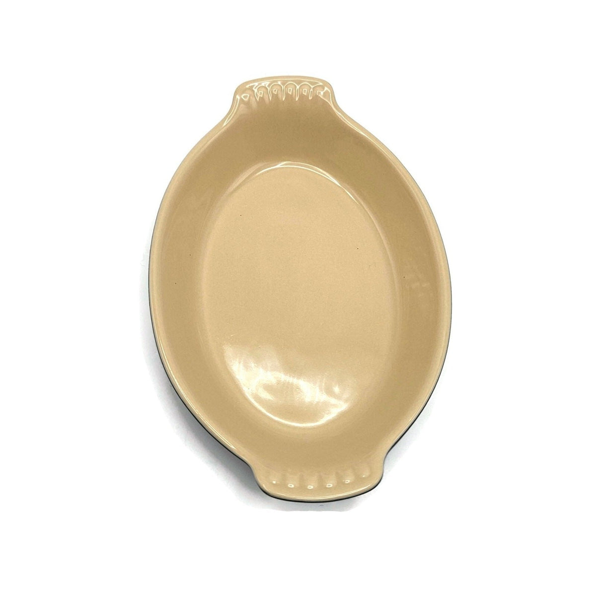 Le Creuset Heritage Petite Au Gratin Baking Dish Beige Black Oval Stoneware 6 oz2
