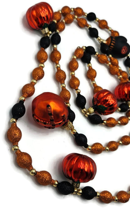 Patricia Breen Halloween Garland Pumpkins Mittens Glitter Glass OOAK  2000CO8