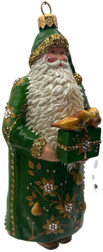 Patricia Breen 2014 Santa for Yaly Partridge Pear Green Gold Ornament 34408