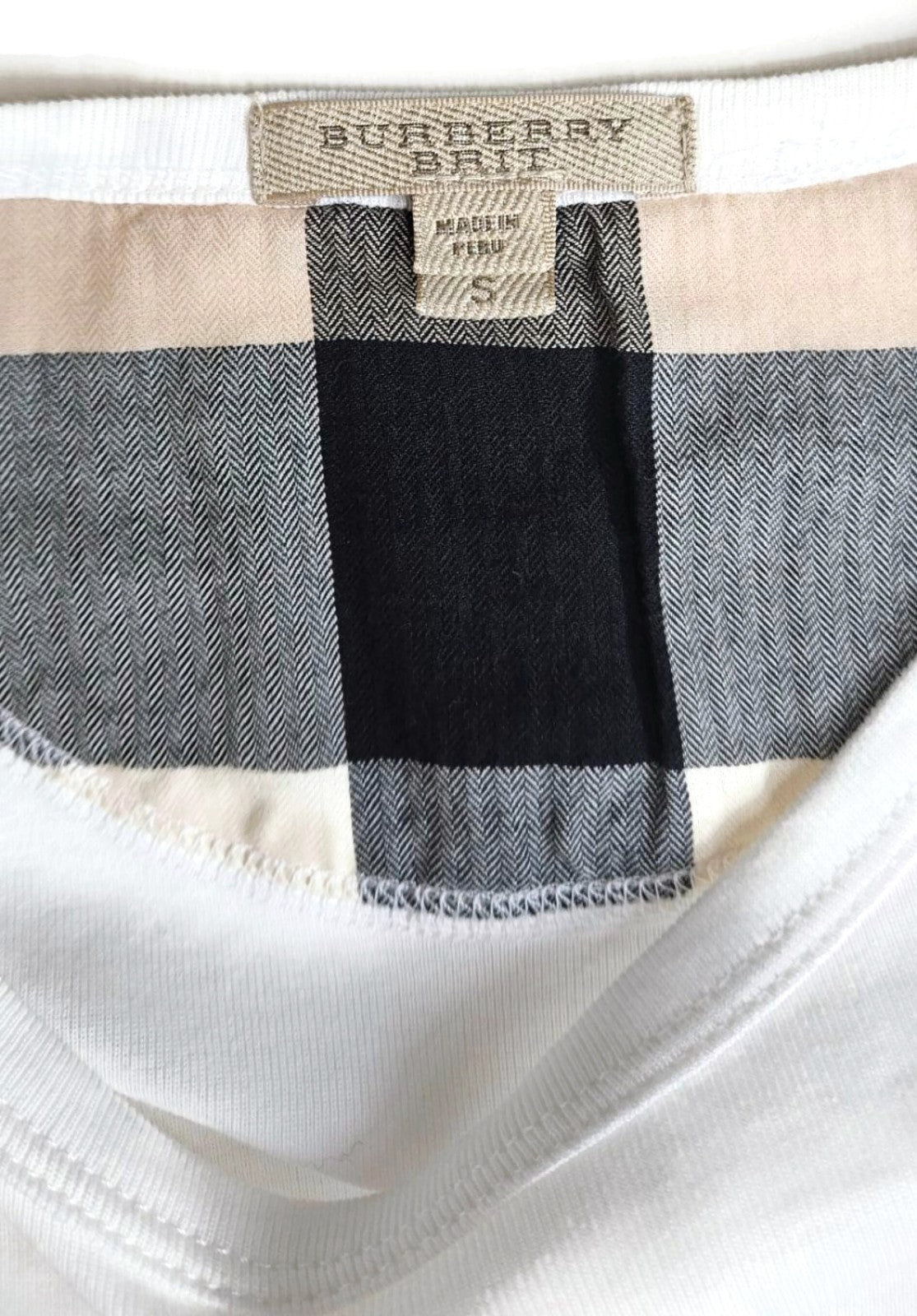 Burberry Brit Check Elbow Patch White Long Sleeve Top T Shirt Pullover Small9