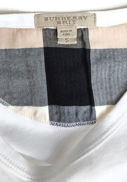 Burberry Brit Check Elbow Patch White Long Sleeve Top T Shirt Pullover Small9