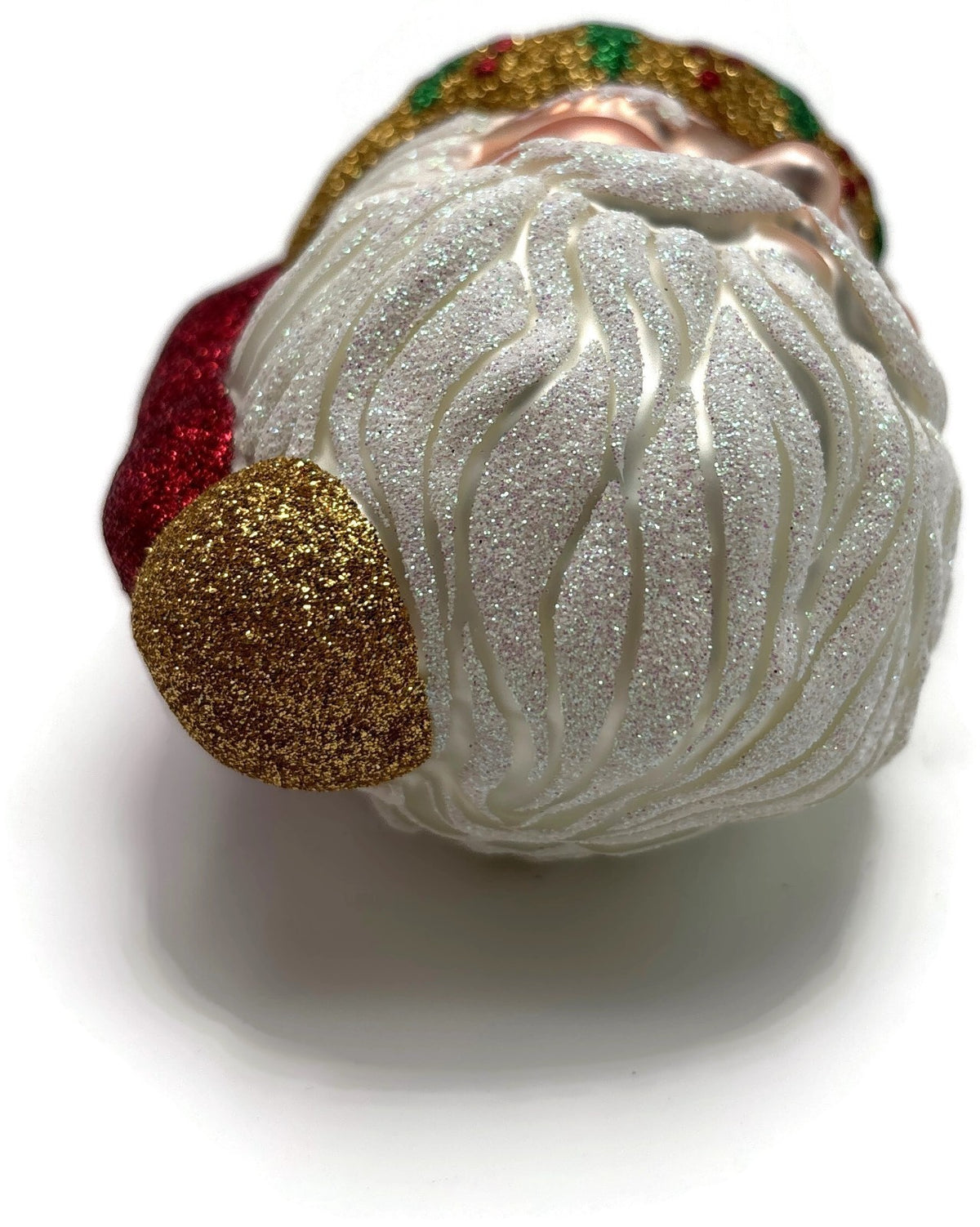 Patricia Breen Morris Santa Red Gold Glittered Holly Christmas Ornament 20259