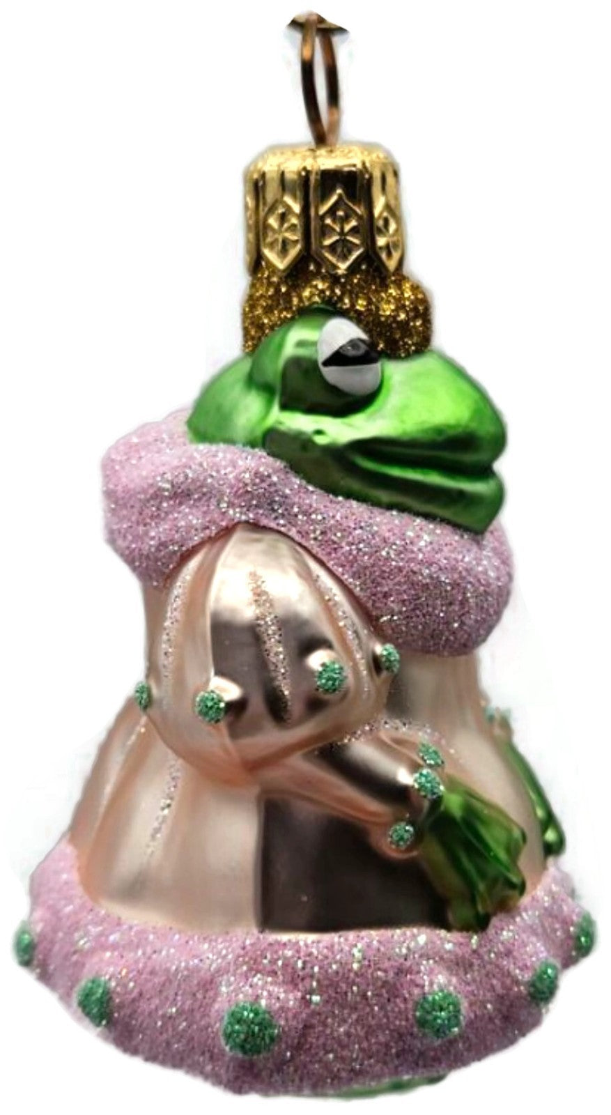 Patricia Breen Frog Princess Miniature Pink Green Dots Christmas Ornament 98136