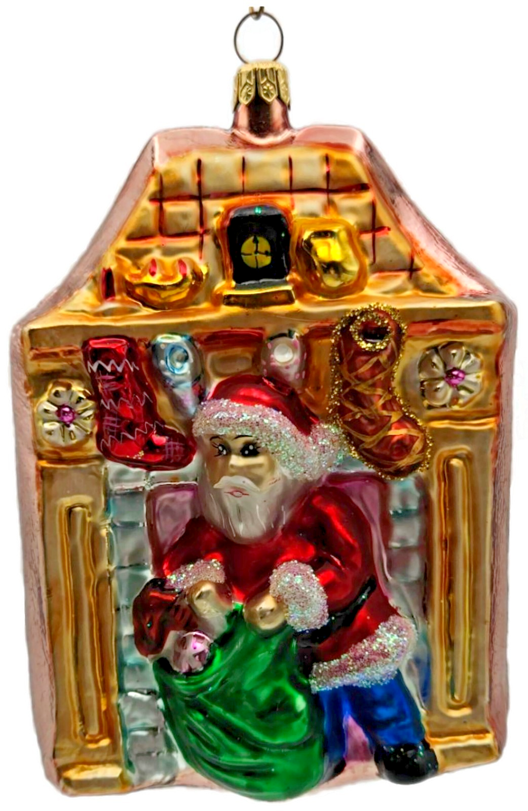 Christopher Radko Return Engagement Santa Fireplace Christmas Ornament 96-151-00