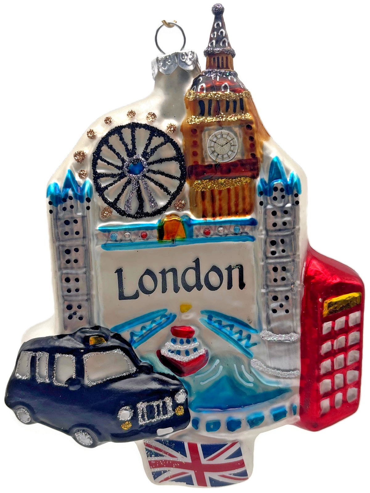 London Landmark Big Ben London Eye Black Cab Phone Booth Glass Ornament0