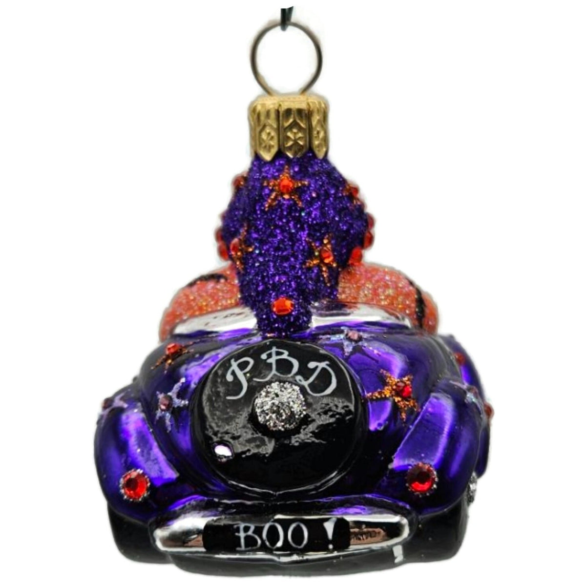 Patricia Breen Snow Mobile Purple Jack o Lantern Glass Halloween Ornament 24765