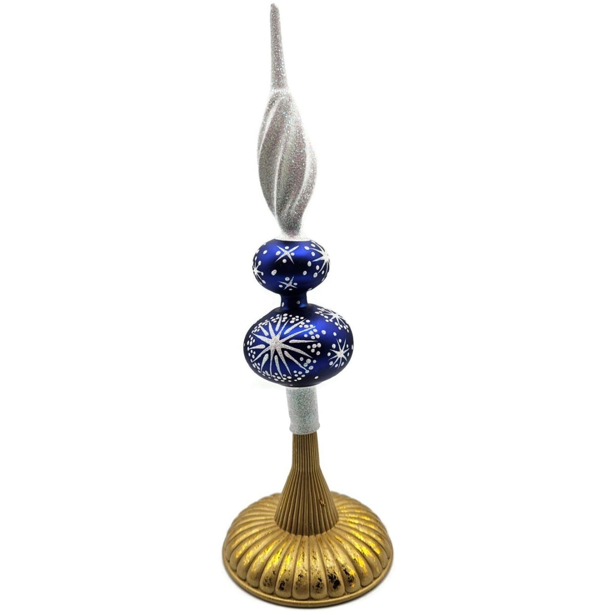 Patricia Breen Miniature Blizzard Finial Blue Glossy Christmas Tree Topper 97934