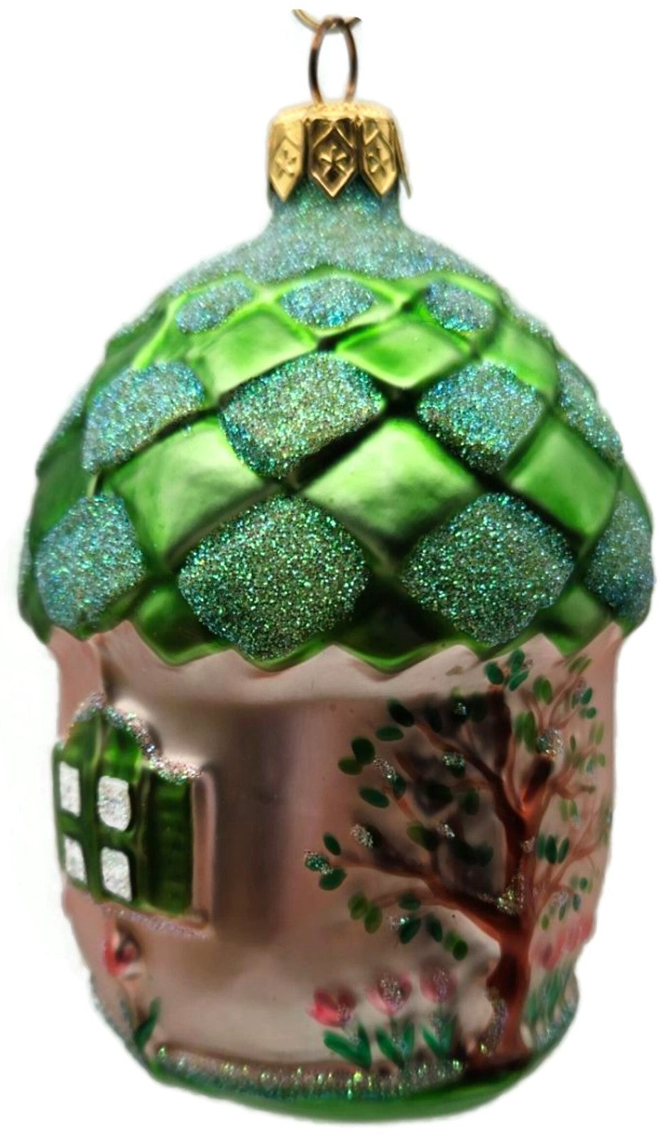 Patricia Breen Spring Acorn House Pink Birds Green Christmas Tree Ornament 97464