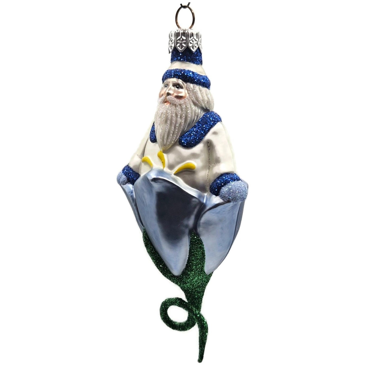 Patricia Breen Bluebell Pearl Santa Blue Flower Spring Christmas Ornament 99954