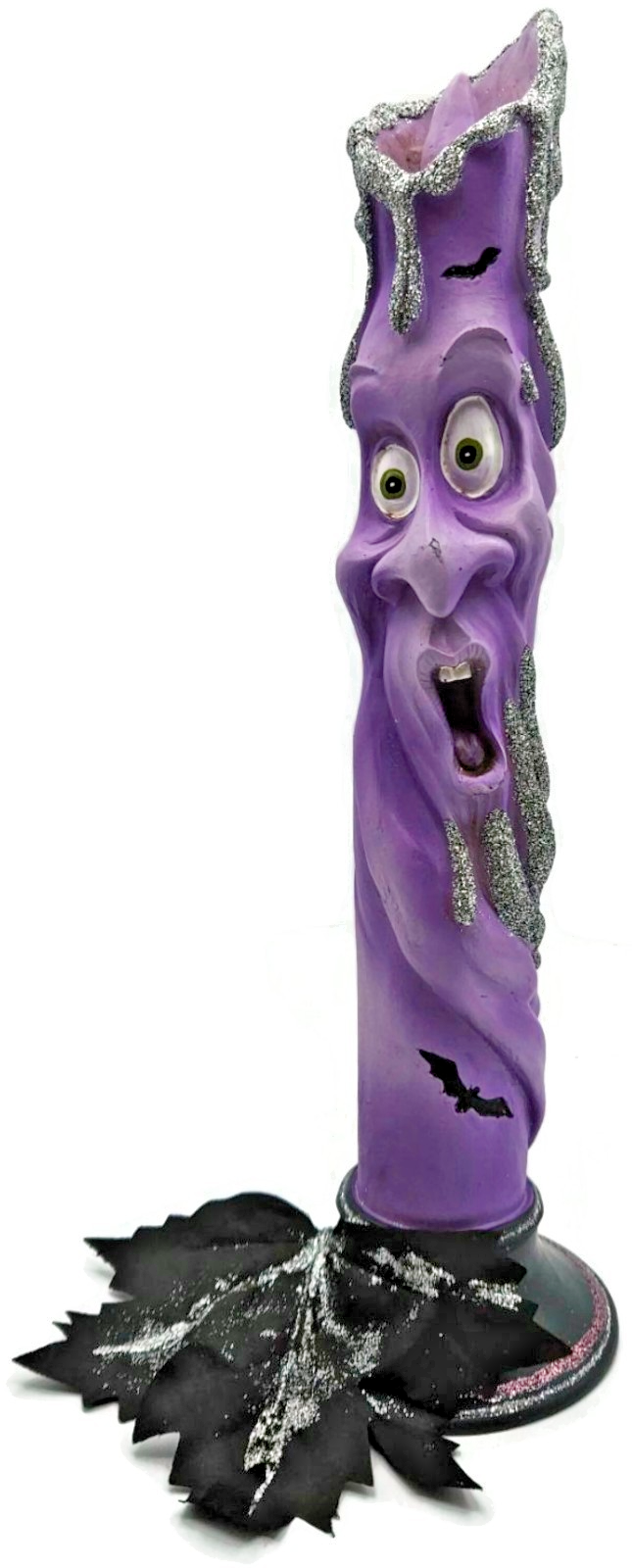 Kurt Adler Anthropomorphic LED Candle Stick Ghost Face Purple Halloween Decor0