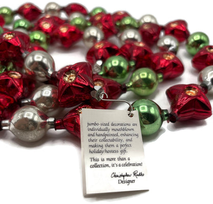 Christopher Radko 72" Red Star Reflector Glass Garland Green Silver Vintage3